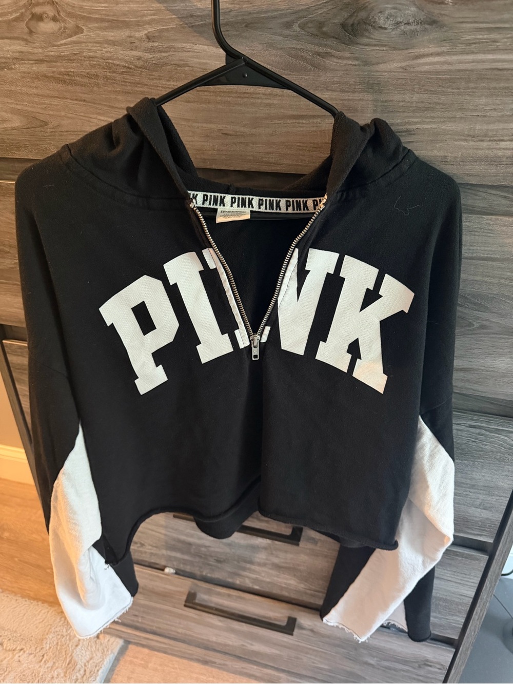Victoria's Secret PINK Black and White Zip-Up Hoodie